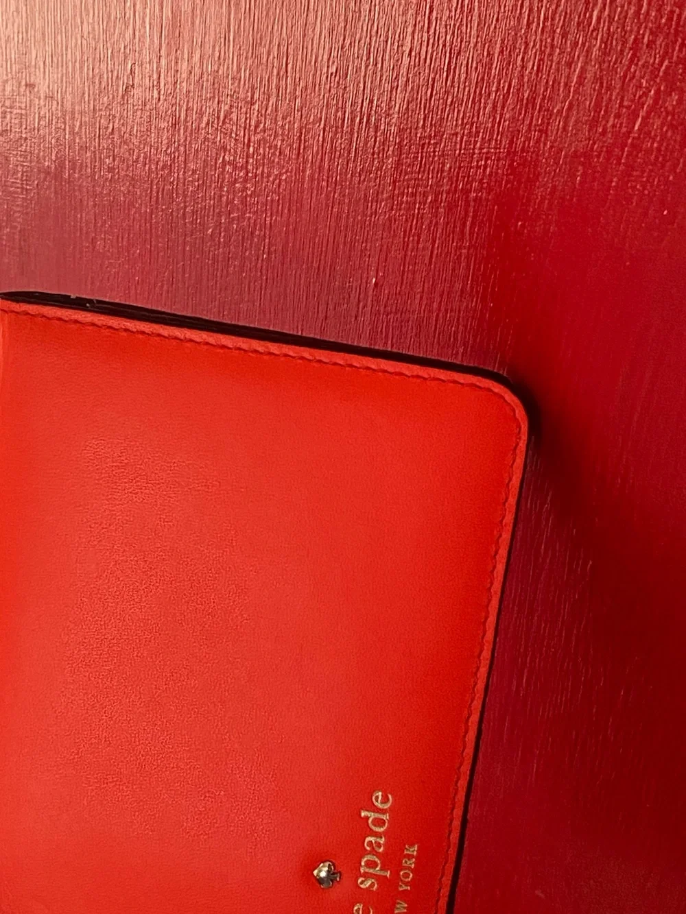 Kate Spade Storybook Lined Red/Orange Wallet - Picture 11 of 12